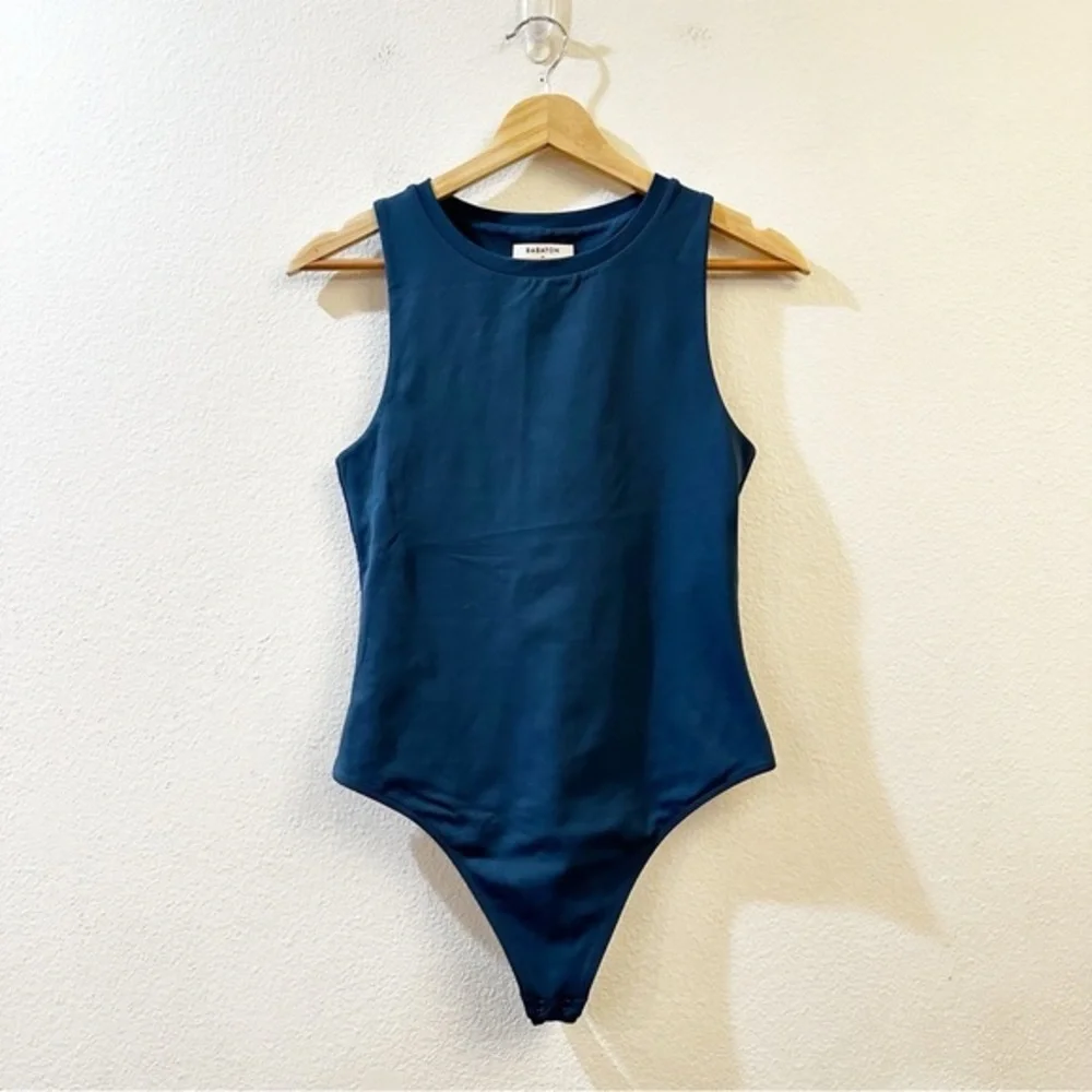Aritzia Babaton Contour 90s Stretch Tank Bodysuit Teal Sleeveless Medium - Picture 2 of 8